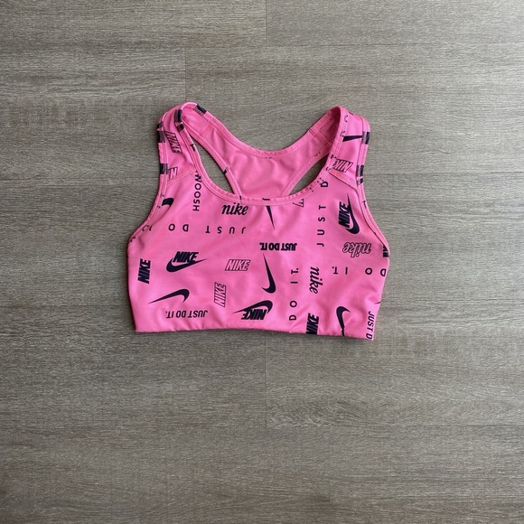 Nike Other - Nike Swoosh Logo Print Racerback Hot Pink Sports Bra Size Small Athletic